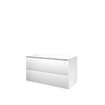 Proline elegant ensemble de meubles de salle de bains 100x46x54cm meuble symétrique blanc mat avec 2 trous pour robinetterie polystone blanc mat SW349913
