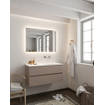 ENSEMBLE DE MEUBLE MONDIAZ VICA - 100cm - 2 tiroirs - lavabo Cloud à droite - 0 trous de robinet - solid surface smoke SW411381