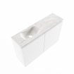 MONDIAZ TURE-DLUX Meuble de toilettes 80 cm Talc. EDEN lavabo Ostra position gauche. Avec 1 trou de robinet. SW1104670