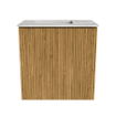 Mondiaz JOYA-DLUX 40cm toiletmeubel - kleur Oak - Wastafel FAYE positie Links 1 kraangat kleur Glace. SW1421937