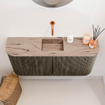 Mondiaz JOYA-DLUX 93.2cm toiletmeubel - ronding links en rechts kleur Shadow - Wastafel FAYE positie Midden Zonder kraangat kleur Arena. SW1424850