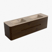 Mondiaz CIRO-DLUX Badkamermeubelset - 170x45x50cm - Solid surface wastafel Arena - 2 wasbak Dubbel - zonder kraangaten - 4 lades - Walnut SW1530498