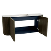 Mondiaz JOYA-DLUX Meuble de salle de bains 93.2cm - arrondis gauche et droite couleur Shadow - Vasque FAYE position Milieu Sans trou de robinet couleur Ostra SW1423036