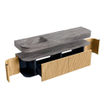 MONDIAZ THOR-DLUX 180cm meuble de salle de bains arrondi gauche + droite couleur Oak avec 2 tiroirs et 2 portes. Vasque suspendue CLOUD Gauche 1 trou de robinet couleur Oza. SW1466304