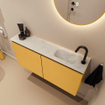 MONDIAZ TURE-DLUX Meuble toilette - 100cm - Ocher - EDEN - vasque Opalo - position droite - 1 trou de robinet SW1104408