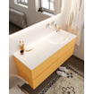 Mondiaz VICA ensemble de meuble de salle de bain - 120cm - meuble sous-vasque ocre 4 tiroirs - lavabo lune droite - sans trou de robinet version XL 60cm de haut SW1089638