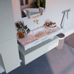 Mondiaz ALAN-DLUX Ensemble de meuble - 120cm - meuble Clay mat - 1 tiroir - Lavabo Cloud Glace suspendu - vasque Centre - 0 trous de robinet SW806108