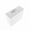 MONDIAZ TURE-DLUX Meuble toilette - 60cm - Talc - EDEN - vasque Opalo - position gauche - sans trou de robinet SW1104144