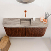Mondiaz JOYA-DLUX Meuble de toilette 93,2cm - arrondis gauche et droite couleur Ruby - Vasque FAYE position Milieu Sans trou de robinet couleur Oza SW1425555