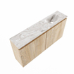 MONDIAZ TURE-DLUX meuble WC 100 cm Washed Oak. EDEN lavabo Glace position droite. Avec 1 trou de robinet. SW1103626