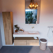 Mondiaz ALAN-DLUX Ensemble de meuble - 120cm - meuble Washed Oak mat - 2 tiroirs - Lavabo Cloud Opalo suspendu - vasque Droite - 0 trous de robinet SW808736