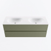 Mondiaz VICA Ensemble meuble de salle de bains - 130cm - army - 2 tiroirs - Lavabo MOON - double sans trou de robinet - couleur talc - version XL 60cm de haut SW1189287