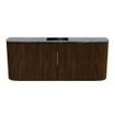 Mondiaz JOYA-DLUX 103.2cm toiletmeubel - ronding links en rechts kleur Walnut - Wastafel FAYE positie Midden 1 kraangat kleur Lava. SW1422530