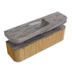 MONDIAZ THOR-DLUX 170cm badmeubel ronding links + rechts kleur Oak met 1 lade en 2 deuren. Vrijhangende wastafel CLOUD Midden zonder kraangat kleur Sombra. SW1465866
