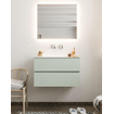 MONDIAZ VICA Ensemble de meuble salle de bain - 80cm - 2 tiroirs - lavabo Cloud au centre - 0 trous de robinet - solid surface grise SW410800