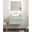 Mondiaz VICAB meuble de salle de bain - 80cm - meuble sous-vasque gris - 2 tiroirs - lavabo cloud milieu - sans trou de robinet - miroir LED - version XL 60cm de haut SW1098102