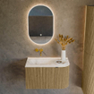Mondiaz KURVE-DLUX Ensemble de meuble de salle de bains - 75x46x40cm - 1 tiroir - 1 porte - lavabo solid surface - gauche - sans trou de robinet - Dusk SW1414860