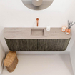 Mondiaz JOYA-DLUX 113.2cm toiletmeubel - ronding links en rechts kleur Shadow - Wastafel FAYE positie Midden Zonder kraangat kleur Saba. SW1425166