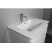 Basic Bella Meuble salle de bains avec lavabo céramique Blanc 60x55x46cm 1 trou de robinet avec miroir et éclairage Blanc brillant SW491766