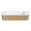 MONDIAZ KURVE 170cm Meuble salle de bain avec module 25 G et D - couleur Oak - 1 tiroir - 2 portes - vasque BIG LARGE centre - sans trous de robinet - Talc SW1138199