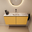 MONDIAZ TURE-DLUX meuble WC 100 cm Ocher. EDEN vasque Glace position centrale. Sans trou de robinet. SW1103389