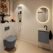 MONDIAZ TURE-DLUX Meuble toilette - 40cm - Dark Grey - EDEN - vasque Opalo - position gauche - 1 trou de robinet SW1104287