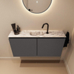 MONDIAZ TURE-DLUX Meuble toilette - 100cm - Dark Grey - EDEN - vasque Glace - position centrale - 1 trou de robinet SW1103235