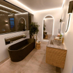 Mondiaz CIRO-DLUX Ensemble de meubles de salle de bains - 160x45x50cm - lavabo solid surface Oza - 1 vasque à droite - 1 trou de robinet - 4 tiroirs - Chêne SW1531140