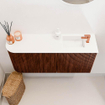 Mondiaz JOYA 91.6cm toiletmeubel - ronding links kleur Ruby - Wastafel FAYE positie Rechts 1 kraangat kleur Talc. SW1421757