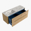 Mondiaz CIRO-DLUX Meuble de salle de bains - 130x45x50cm - vasque en solid surface Glace - 1 bassin à gauche - sans trous de robinet - 4 tiroirs - Chêne SW1530817