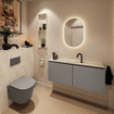 MONDIAZ TURE-DLUX Meuble toilette - 120cm - Smoke - EDEN - vasque Ostra - position centrale - 1 trou de robinet SW1105134