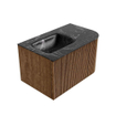 MONDIAZ KURVE-DLUX 75cm Meuble salle de bain avec module 25 D - couleur Walnut - 1 tiroir - 1 porte - vasque GRUNNE gauche - 1 trou de robinet - couleur Lava SW1137218