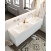 Mondiaz VICA ensemble de meuble de salle de bain - 150cm - meuble sous-vasque argile - 2 tiroirs - lavabo nuage double - sans trou de robinet - miroir LED - version XL 60cm de haut SW1097956