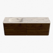 Mondiaz CIRO-DLUX Badkamermeubelset - 160x45x50cm - Solid surface wastafel Nata - 1 wasbak Links - zonder kraangaten - 4 lades - Walnut SW1530612