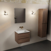 Mondiaz AIVY Ensemble de meuble - 60x45x50cm - 0 trous de robinet - 1 vasque Talc Solid surface - Centre - 2 tiroirs - avec miroir - Melamine Mocha SW892219