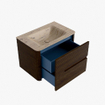 Mondiaz CIRO-DLUX Meuble de salle de bains - 70x45x50cm - Lavabo solid surface Arena - 1 lavabo central - 1 trou de robinet - 2 tiroirs - Noyer SW1530390