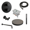 BRAUER Stripe Douche de tête thermostatique encastrée - 3 voies - ronde - SET 38 - pomme de douche 25cm - bras mural courbé - douchette à main barre - flexible de douche - coude de raccord mural - noir mat SW1435169
