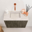 Mondiaz JOYA-DLUX Meuble de toilette 50cm - couleur Shadow - Vasque FAYE position Gauche Sans trou de robinet couleur Ostra. SW1422989