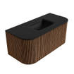 MONDIAZ KURVE 100cm Meuble salle de bain avec module 25 G et D - couleur Walnut - 1 tiroir - 2 portes - vasque GRUNNE centre - sans trous de robinet - Urban SW1138470