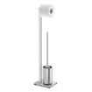 Zack Carvo Toiletbutler -1 rouleau - porte-brosse WC - ouvert - acier inoxydable brossé SW277562