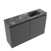 MONDIAZ TURE-DLUX Meuble WC 80 cm Dark Grey. EDEN lavabo Lava position droite. Avec 1 trou de robinet. SW1103744