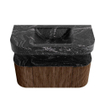 MONDIAZ THOR-DLUX 100cm badmeubel ronding links + rechts kleur Walnut met 1 lade en 2 deuren. Vrijhangende wastafel CLOUD Midden 1 kraangat kleur Lava. SW1467373