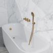 Fortifura Nebbio Badcombinatie-set - thermostaatkraan - wandaansluitbocht met handdouchehouder - gladde doucheslang - ronde handdouche - badvulcombinatie - geborsteld messing PVD (goud) SW1238083