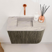 Mondiaz JOYA-DLUX Meuble de salle de bains 51,6cm - arrondi droit couleur Shadow - Vasque FAYE position Gauche Sans trou de robinet couleur Glace SW1422775