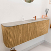 Mondiaz JOYA-DLUX 123.2cm toiletmeubel - ronding links en rechts kleur Oak - Wastafel FAYE positie Midden 1 kraangat kleur Opalo. SW1422197