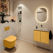 MONDIAZ TURE-DLUX Meuble toilette - 60cm - Ocher - EDEN - vasque Opalo - position droite - sans trou de robinet SW1104394