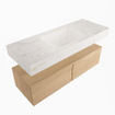 Mondiaz ALAN-DLUX Ensemble de meuble - 120cm - meuble Washed Oak mat - 2 tiroirs - Lavabo Cloud Ostra suspendu - vasque Centre - 1 trou de robinet SW809002