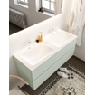 MONDIAZ VICA Ensemble de meuble salle de bain - 120cm - 2 tiroirs - lavabo Cloud double - 2 trous de robinet - solid surface gris SW410775