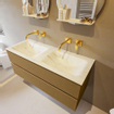 Mondiaz VICA-DLUX ensemble de meuble de salle de bain - 120cm - meuble sous-vasque oro - 2 tiroirs - lavabo encastré cloud double - sans trous de robinet - version haute de 60cm - opalo SW1086616