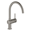 GROHE Minta Mitigeur de cuisine - haut - bec rond orientable - hard graphite brossé SW354778